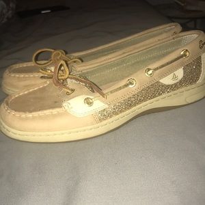 Women’s Sperry Boat Shoes with gold glitter